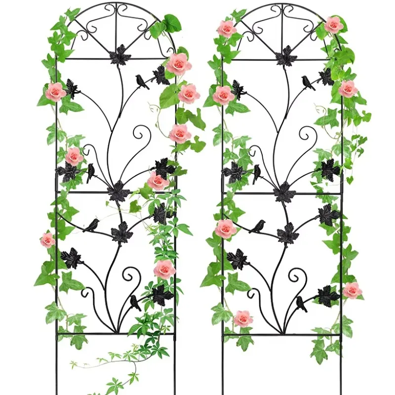 

High Quality 2 Pack Custom Shape Pattern Metal Black Decorative Garden Lattice Top Fence and Gate
