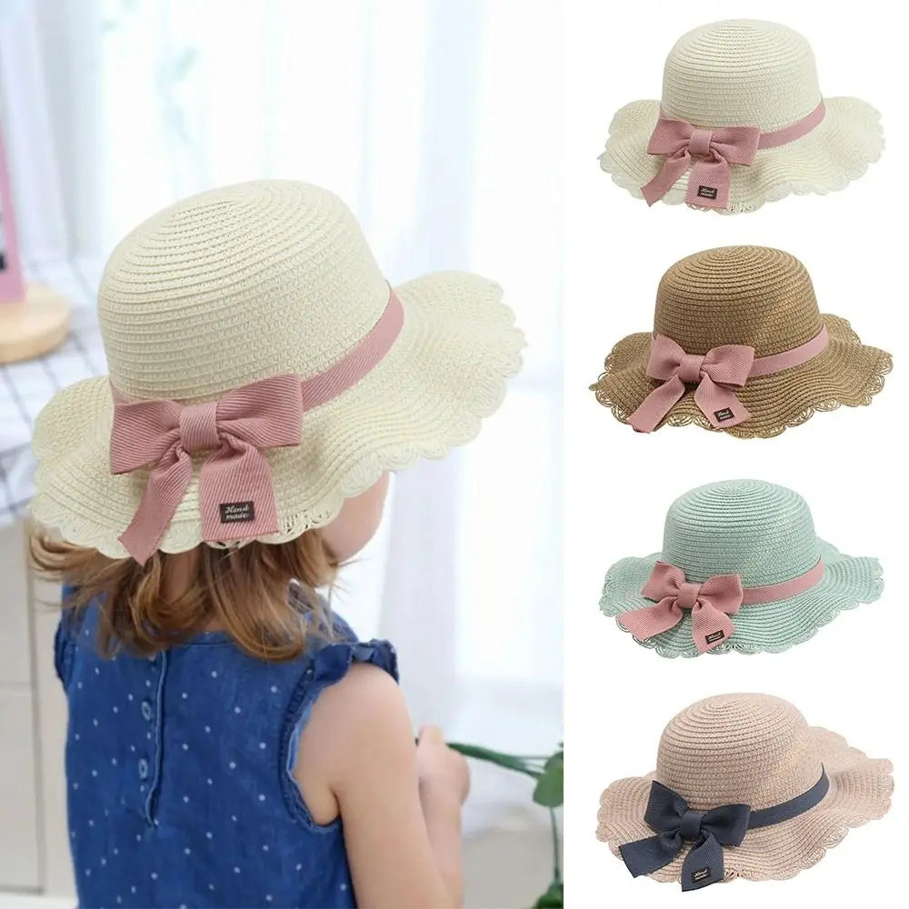 Spring Summer Sunshade Hat Kids Boys Girls Fisherman Hat Wide Brim Buckets Hat Sunscreen Cap Outdoor Beach Bowknot Panama