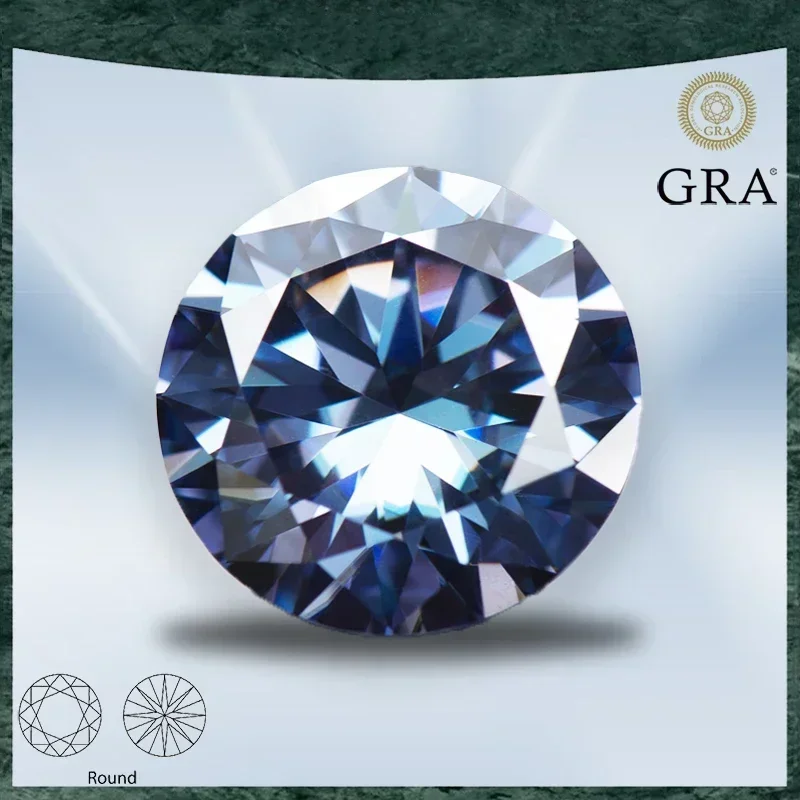 

Moissanite Stones Royal Blue Colour Round Cut VVS1 with GRA Certificate Gemstone Charms Beads Advanced Jewelry Making Materials