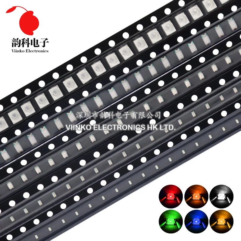 100szt 0402 0603 0805 1206 1210 3528 5050 SMD LED Czerwony Żółty Zielony Biały Niebieski Pomarańczowy Dioda elektroluminescencyjna Dobra jakość