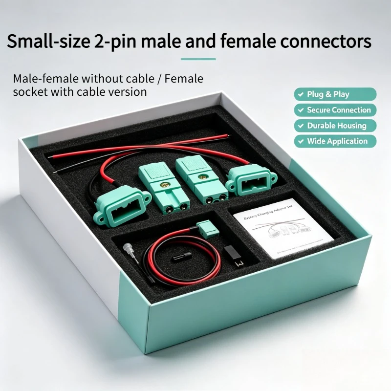 2‑Pin Male‑Female Connector, DC B‑Type Power Cord Plug Socket for Electric Screwdriver, 2‑Hole Small Power Interface Cable