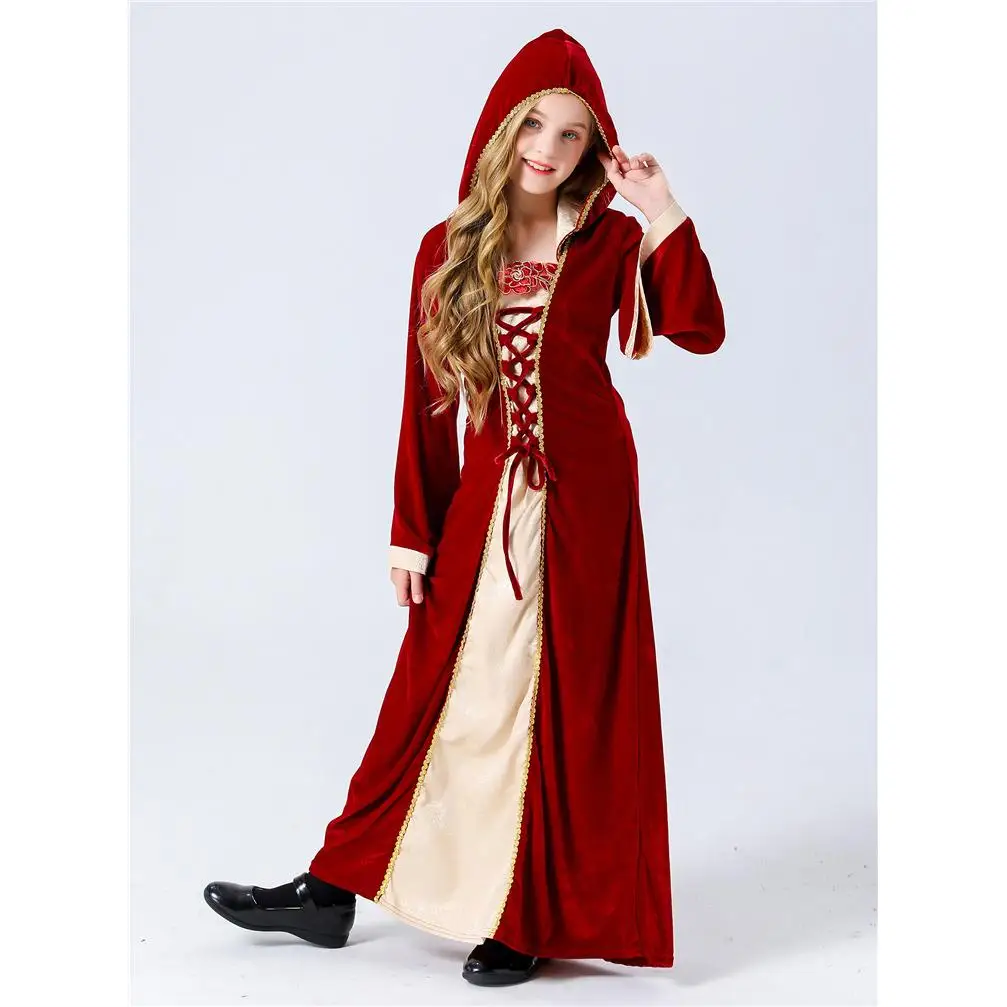 loween Costume de cour pour enfants Vintage jupe longue médiévale robe de spectacle sur scène Ele vêtements ethniques fée T Princ...