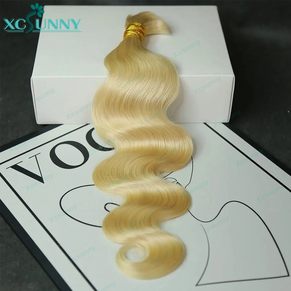 Body Wave Bulk Human Hair For Braiding Blonde 613 27 Double Drawn Braiding Human Hair Extensions Bundles No Weft For Boho Braids