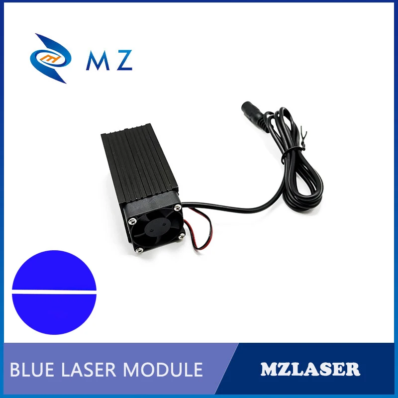 Hot Selling 33x33x75mm 450nm 1600mw 1.6W Blue Line Laser Diode Module With Cooling Fan Industrial Grade With Adapter