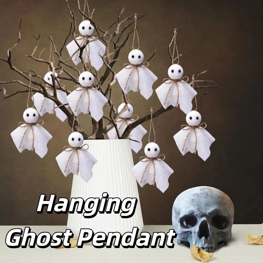 

6Pcs creative Halloween Hanging Ornaments White Ghosts DIY Halloween Cloth Ghosts Lightweight Handmade Hanging Ghost Pendant