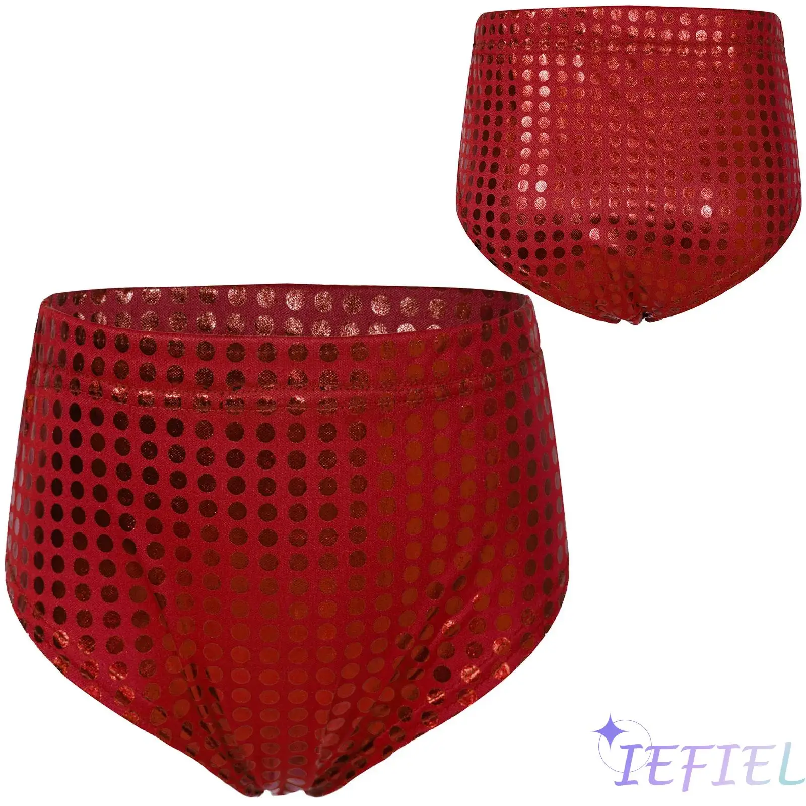 Girls Hot Pants School Show Cheerleading Jazz Dance Shorts Bottoms Stage Performance Costume Shiny Metallic Dots Briefs