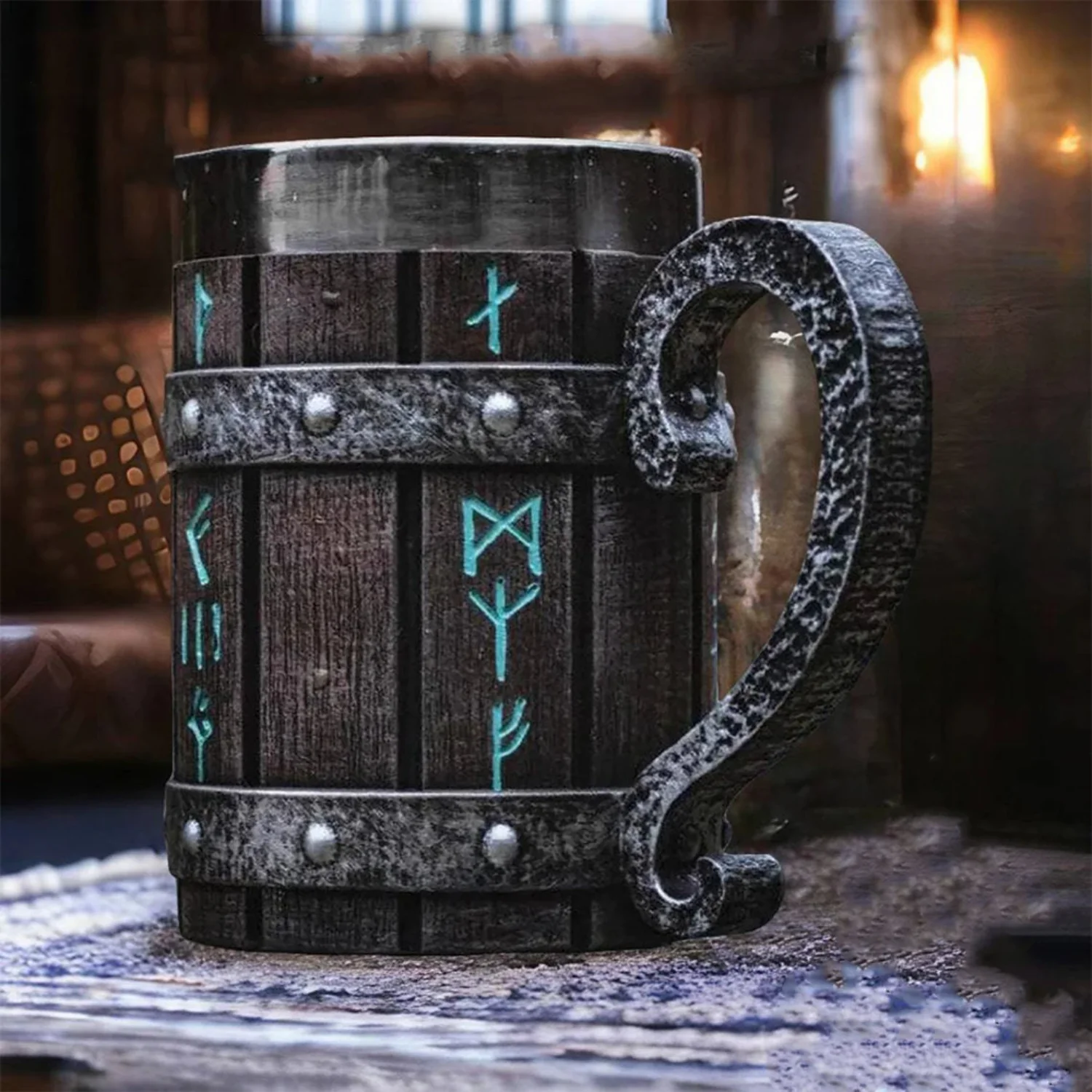 

600ml Vintage Oak Barrel Beer Mugs with Stainless Steel Liner Coffee Cups Tea Mugs Large Capacity Mugs Pub Party Gift