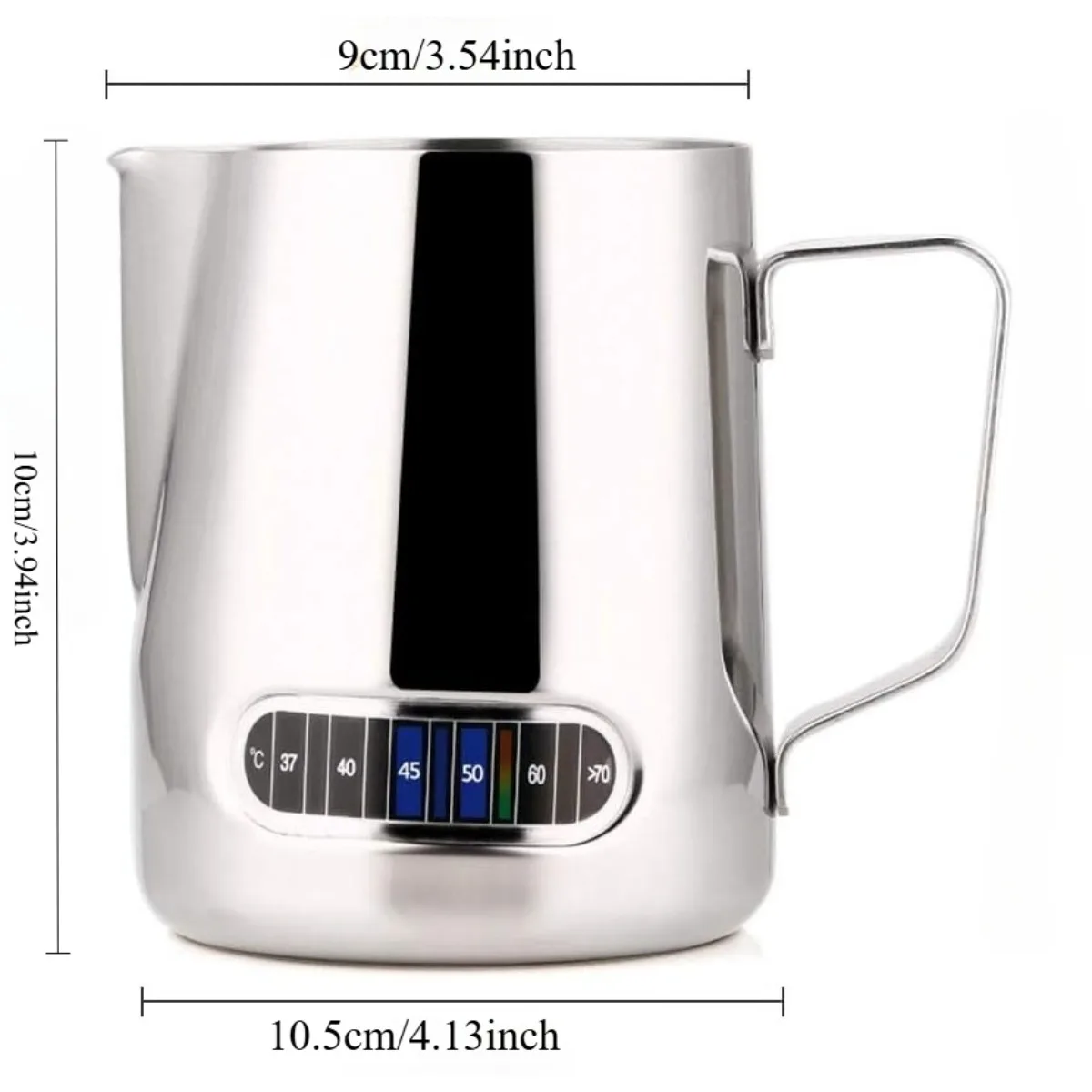 Stainless Steel Milk Frothing Pitcher Cappuccino Latte Art Steaming Pitcher with Handle and Thermometer for Coffee Espresso