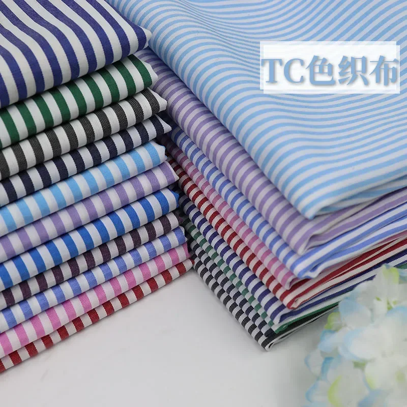 145cm Wide TC Yarn Dyed Striped Fabric 65%cotton 35%polyester Inelastic Dress Shirt Belt Tablecloth DIY Clothing Sewing Fabric