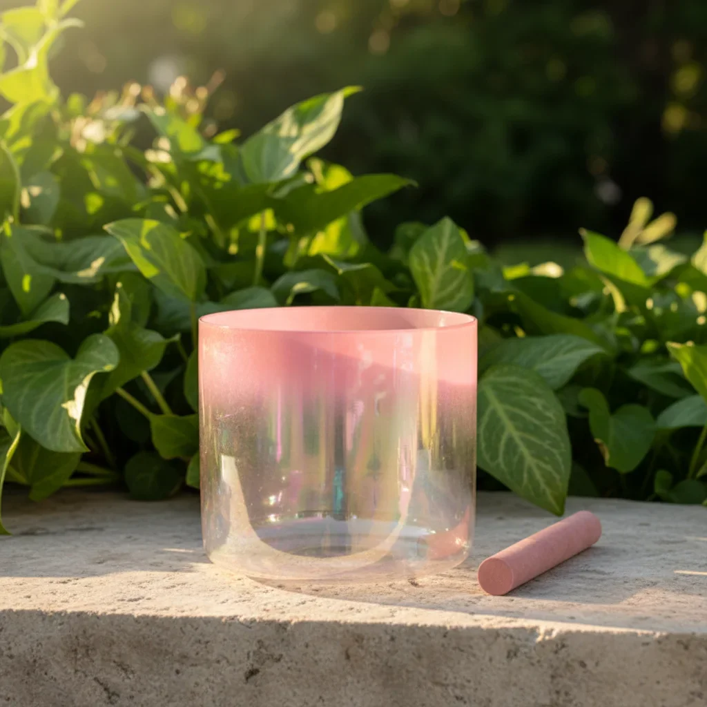 Clear Rose Pink Crystal Singing Bowl Supplier Purity Quartz Sound Therapy Sound Healing Instrument for Spiritual Meditation