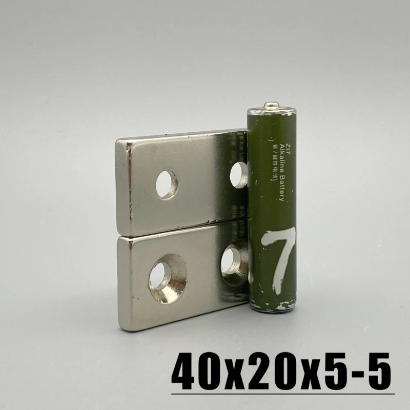 1/2/5/10/20Pcs 40x20x5-5mm Fridge Tool Magnet 40*20*5 Hole 5mm Countersunk Double Holes Imane For Home Decoration Hook Diy Tool