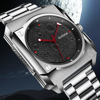 GLENAW spaceship-shaped lunar explorer series unique three-dimensional square case design luminous pointer waterproof watch