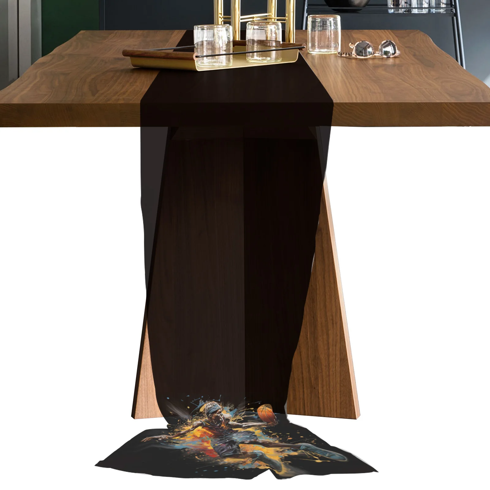 Sports Style Athlete Basketball Tulle Table Runner Wedding Decor Chiffon Table Runner Holiday Dinner Table Decoration