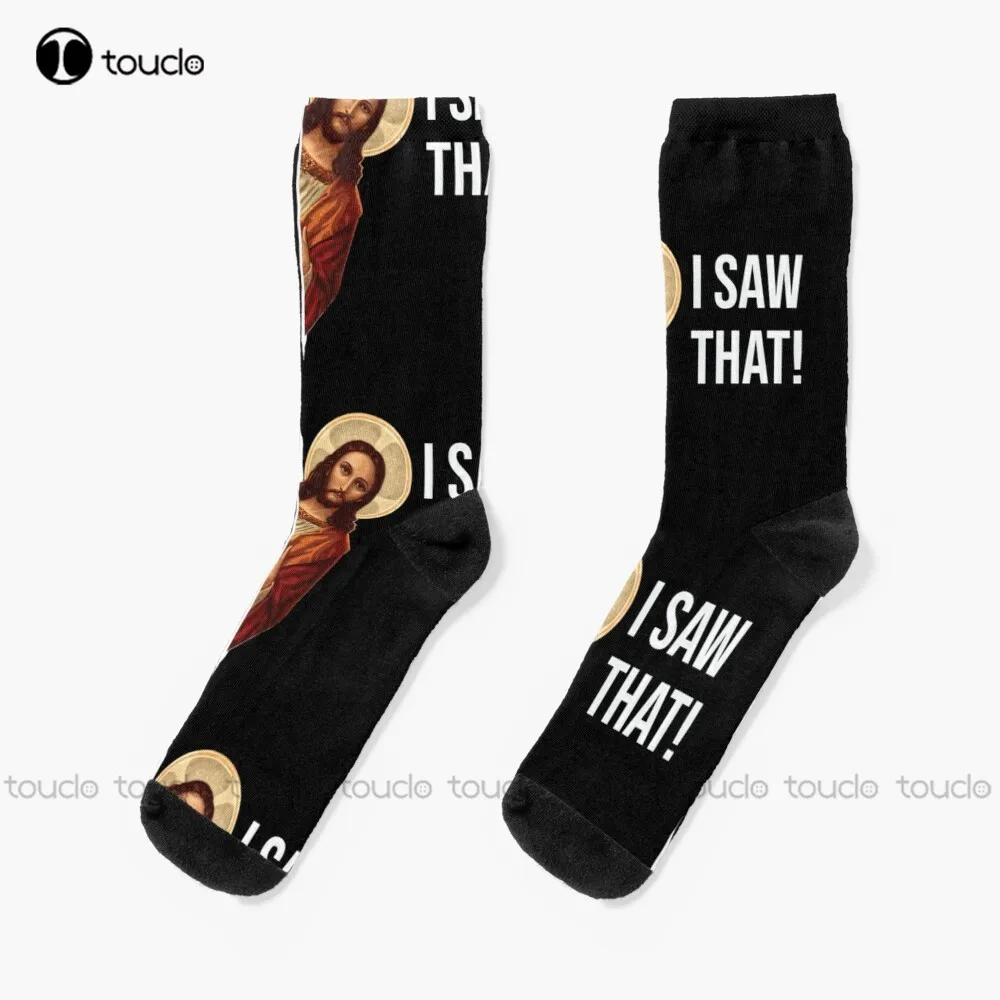 

Jesus Meme I Saw That Socks Cotton Socks For Men 360° Digital Print Unisex Adult Teen Youth Socks Personalized Custom Gift