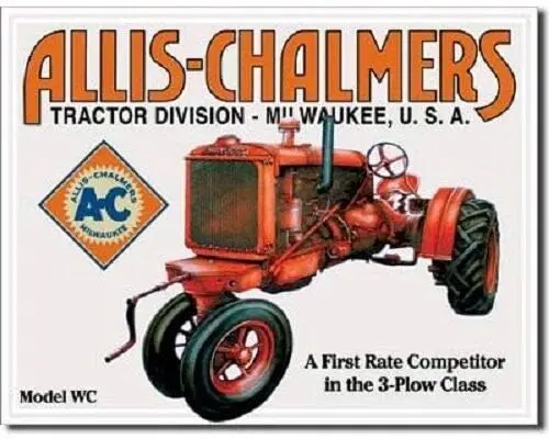 Allis Chalmers Tractor Farm Equipment Model WC Retro Vintage Look Wall Art Decor Metal Tin Sign 8x12in