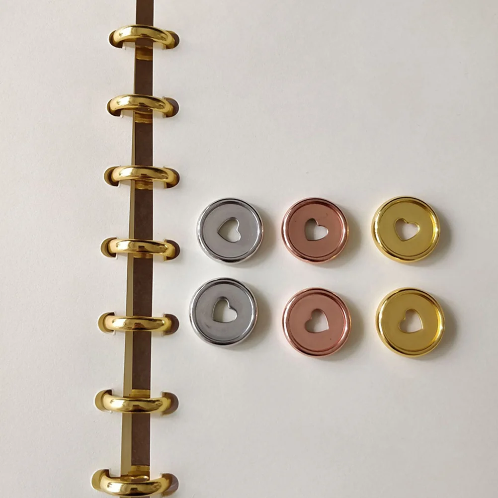 Discos para Notebook Heart Binding Buckle, Placa Redonda, Design Planner Tools, Large Notebooks Buckles Binder, Abs, 20 pcs