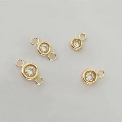14K Gold Filled Bezel Connector Drop with 3A White CZ for Bracelet Necklace 3mm 4mm