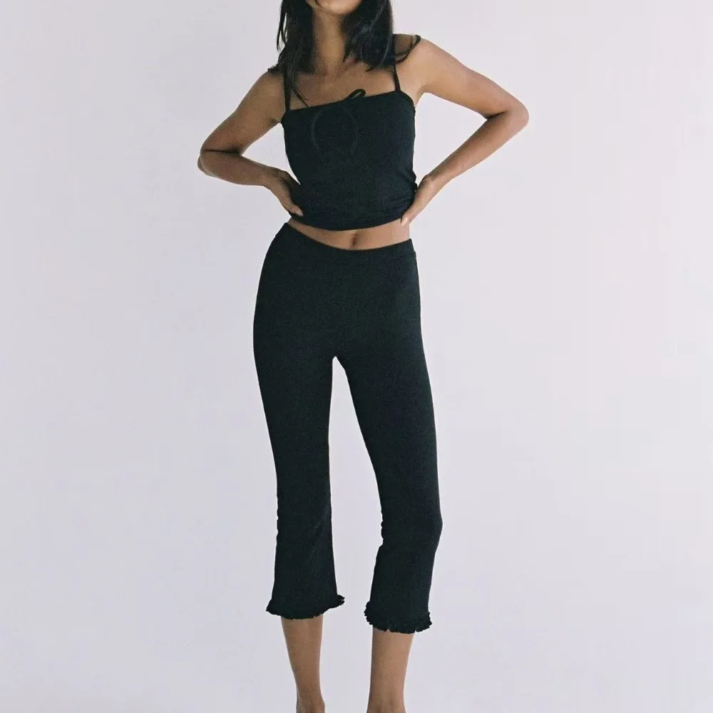 High Waist Vintage Polka-Dot Pants Ruffles Casual Slim Harajuku Trouser Summer Harajuku Office Lady Commuter Pants Retro Casual