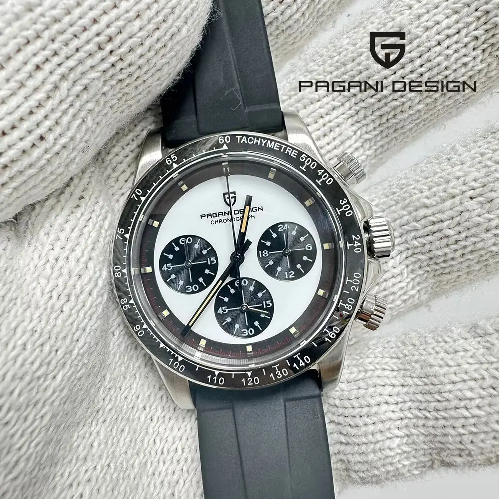 PAGANI DESIGN 40 ملم كرونوغراف متعدد الوظائف بإطار سيراميك VK63 ساعة رجالي ستانلس ستيل مقاومة للماء ساعات كوارتز للرجال #6