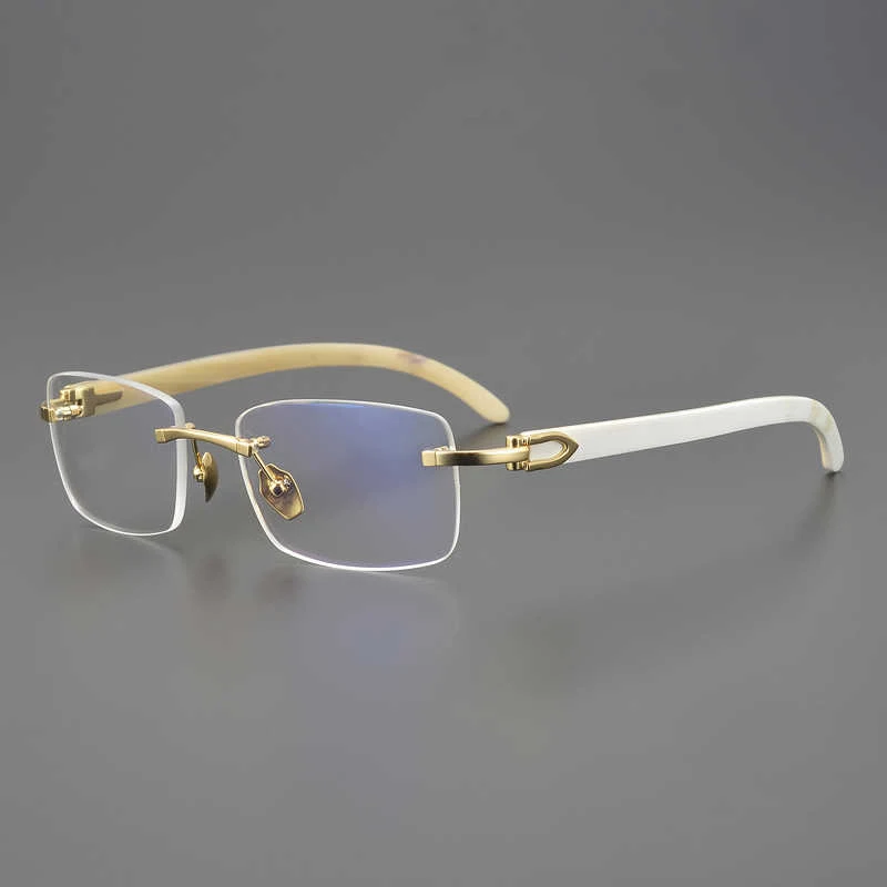 

Natural Buffalo Horn Rimless Glasses – Classic Handmade Business Glasses for Stylish Professionals