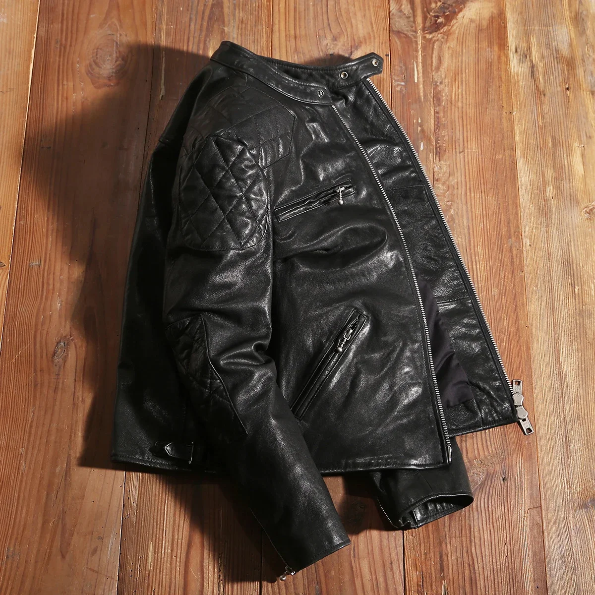 New Black Motorcycle Biker Leather Jacket Genuine Spring and Autumn Coat Slim Quality Sheepskin Soft Clothes