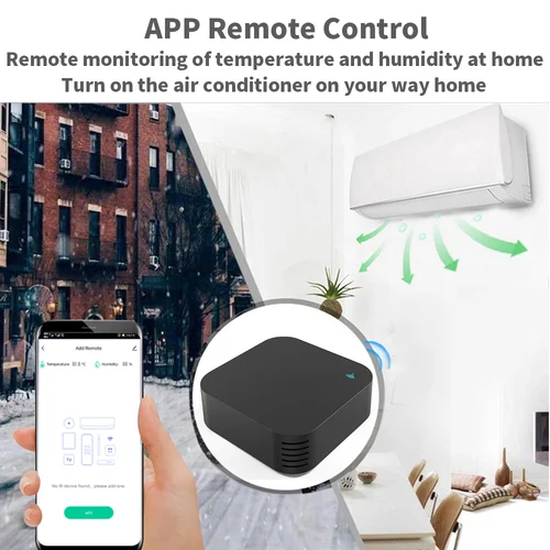 Imagen 2 del producto Control remoto inteligente IR con Sensor de temperatura y humedad para aire acondicionado, TV, DVD, CA, funciona con Alexa y Google Home, Tuya