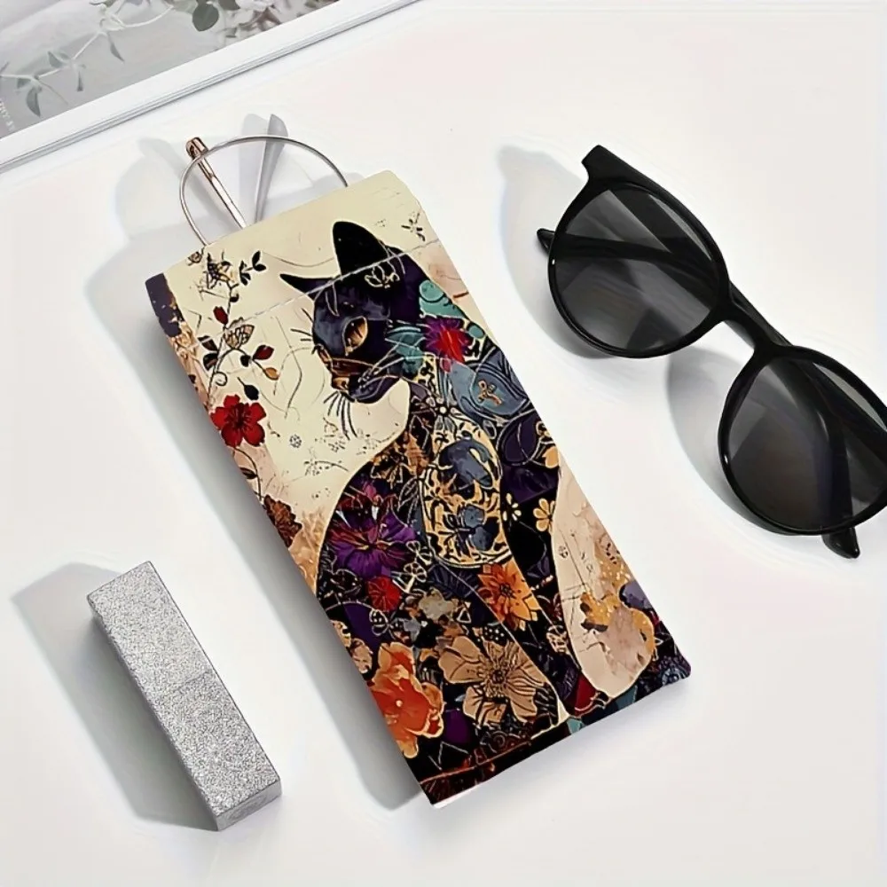 PU Leather Glasses Storage Bag Soft Cartoon Reading Glasses Pouch Waterproof Automatic Closure Sunglasses Protective Cover