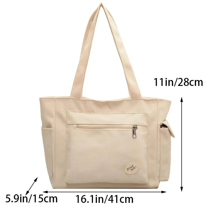 Large Capacity Women\'s Shoulder Bag Tote Shoulder Bag Multiple Outer Pocket Student Daily Commute Zipper Handbag Shopping