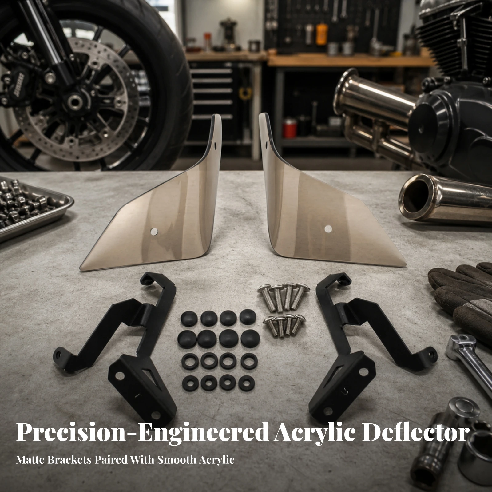 Motorcycle Side Wind Deflector Vibration-Resistant Motorcycle Wind Deflector with Iron Brackets Bolt-on Sleek