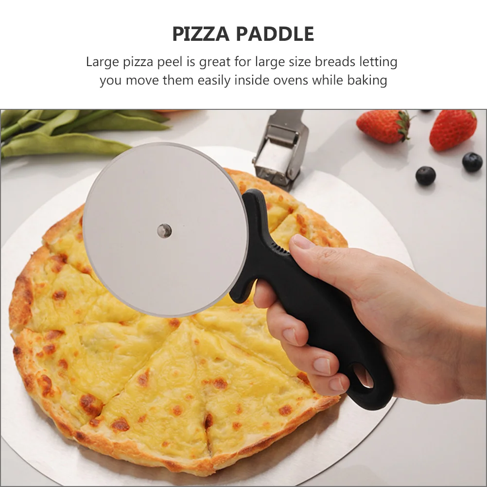 

1Set Foldable Pizza Shovel Metal Paddle Stainless Steel Peel Pizza Cutter Wheel for Baking Pizzas Cakes Breads Pies