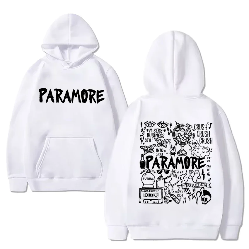 Hot sale Paramore band Doodle Art Tour Album Hoodie Men Women vintage Oversized streetwear Unisex Fleece Long sleeve sweatshirt