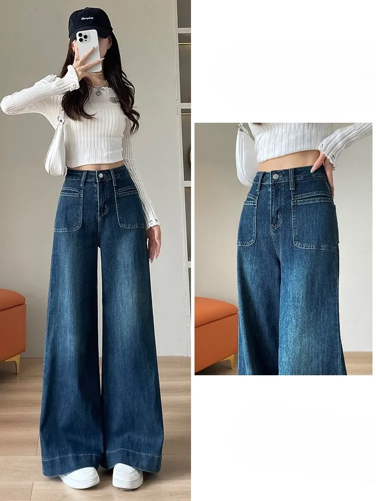 

Джинсы Bootcut, женские большие размеры, женские ленты, подол, академический бойфренд, женская мода, семиточечные слои, складки, дизайн, крутой корейский