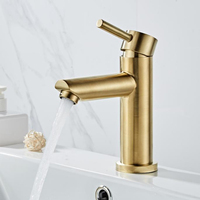 Bathroom Faucet Solid Brass Bathroom Basin Faucet Cold And Hot Water Mixer Sink Tap Single Handle Deck Mounted Brushed Gold Tap