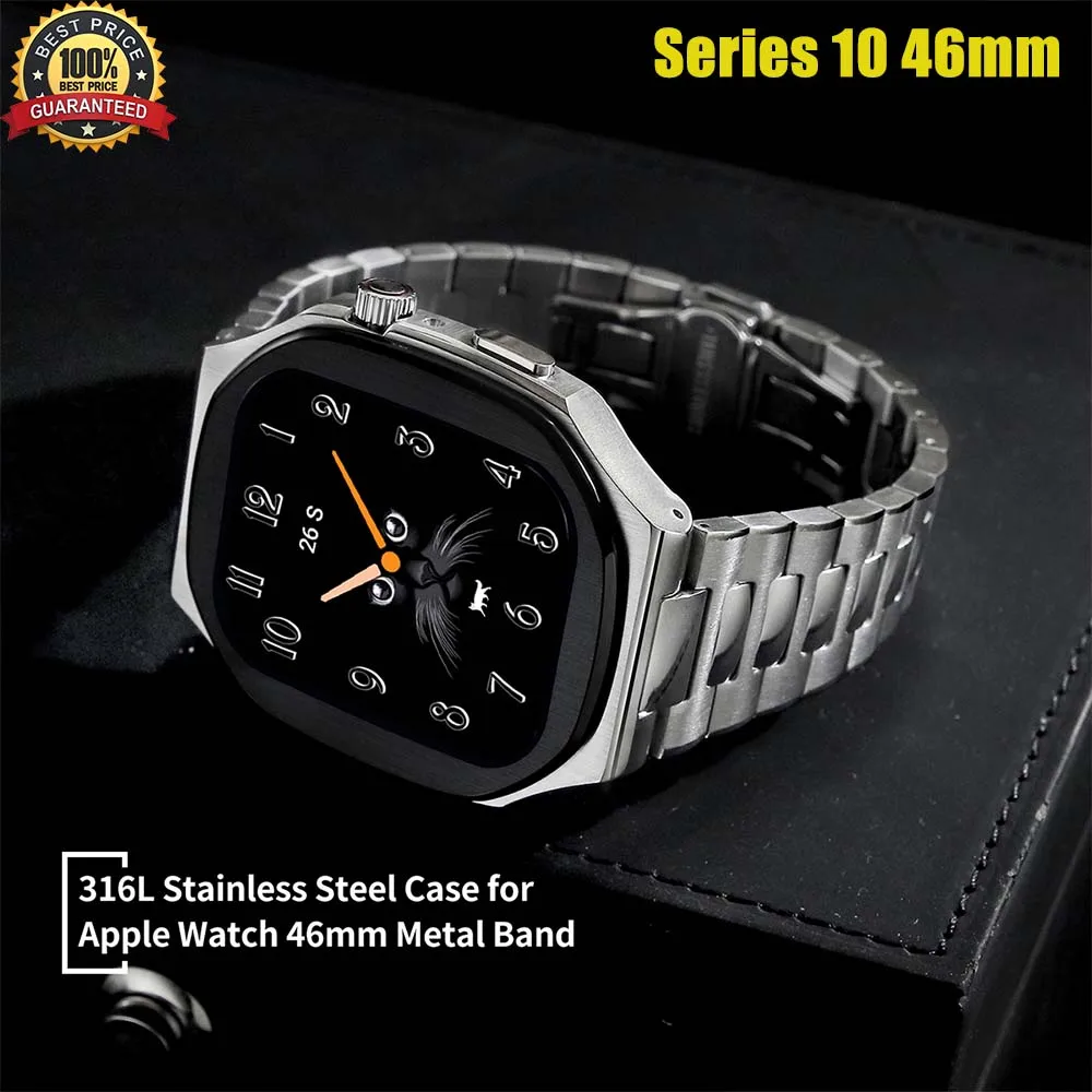 

Luxury Modification Kit for Apple Watch Band S10 46mm Mod Kit Stainless Steel Strap Frame Accessories for Iwatch Series 10 46mm