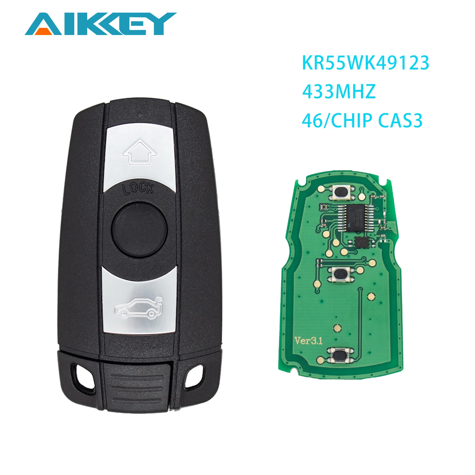 

for BMW Car Key Vehicle Remote Control Key 433Mhz 46 Chip For BMW CAS3 3-Series 2006-2011 5-Series 2004-2011 Auto Replacement