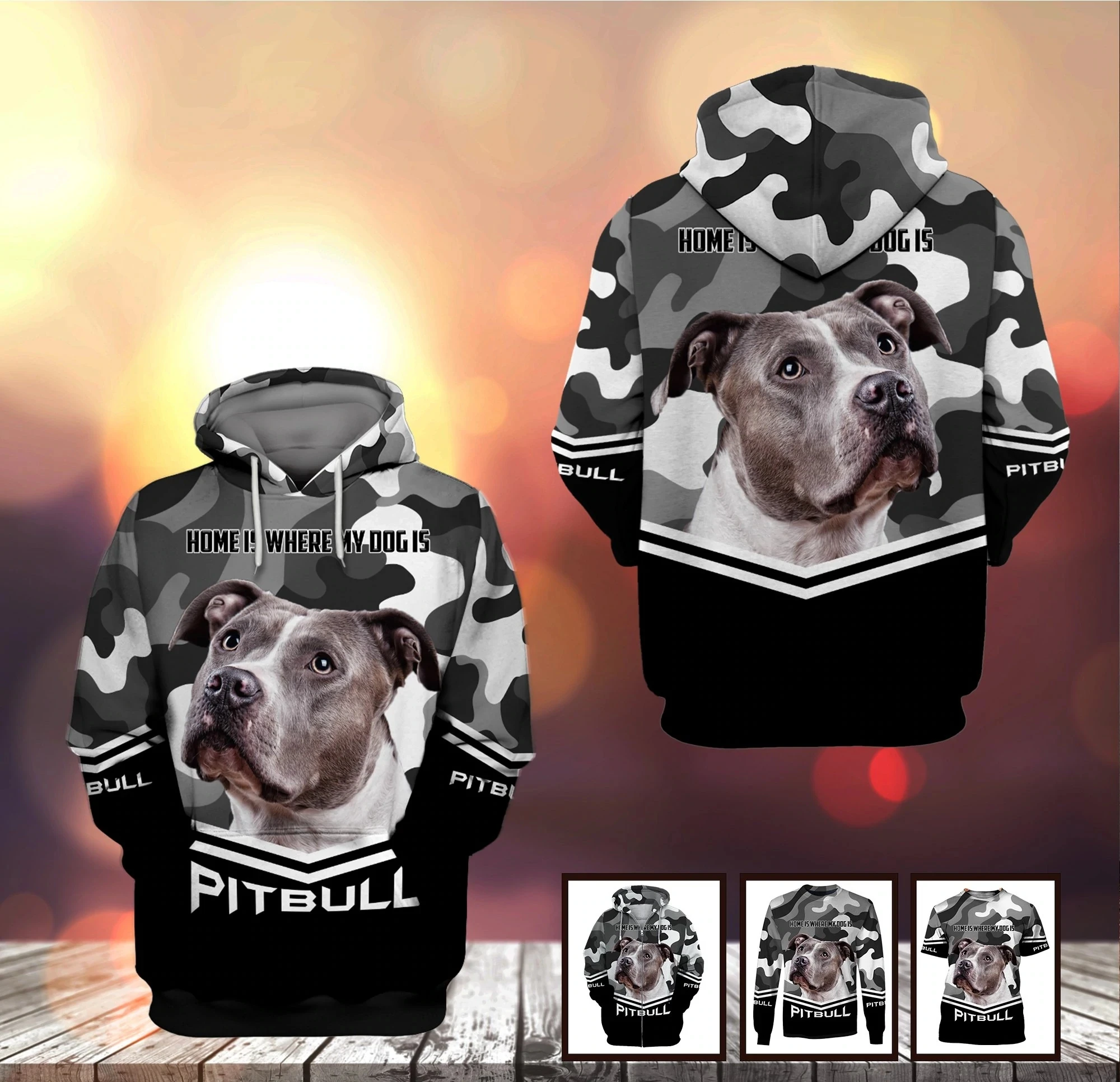 Fashion 3D All Over Print Amazing Pit Bull Terrier Men's Hoodies Harajuku Long Sleeve Zip Hooded Casual Pullover Sweatshirts