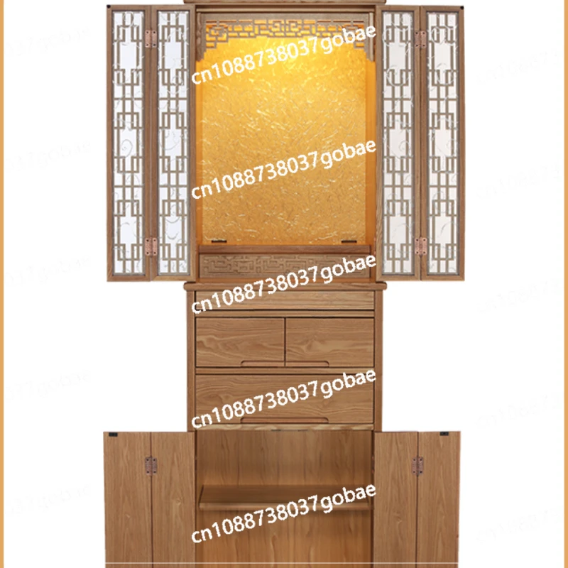 CX New Chinese Style Solid Wood Clothes Closet Modern Style Buddha Niche Altar Buddha Shrine