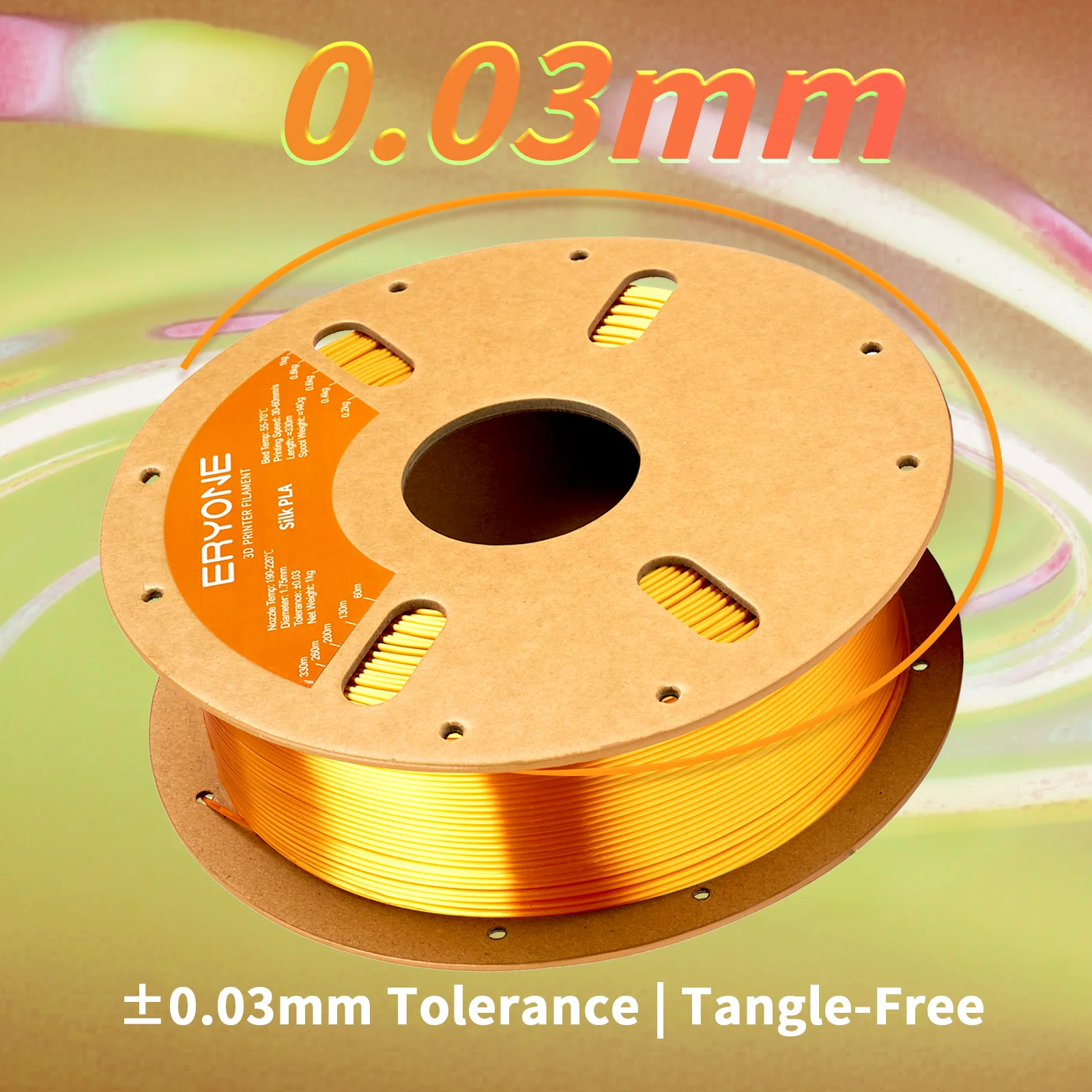 ERYONE 10kg Silk PLA Filament for 3D Printer 1.75mm +/- 0.03mm, Shiny Filament 1kg (2.1lbs)/Spool, Liquid Gold Compatible with Most 3D Printers