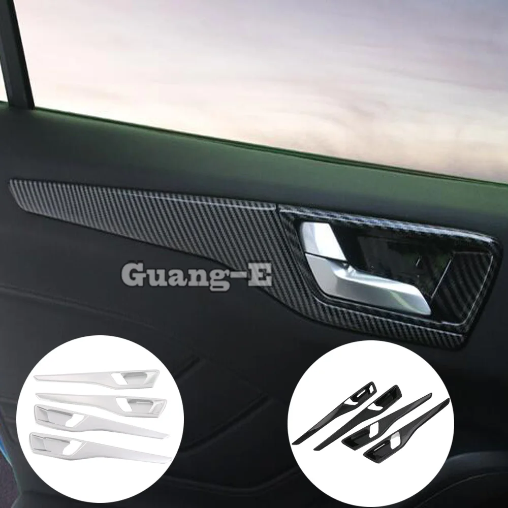 Handrail Armrest ABS Matte/Carbon Fiber For Ford Focus 2019 2020 2021 2022 Cover Stick Trim Door Inner Handle Bowl Frame Lamp