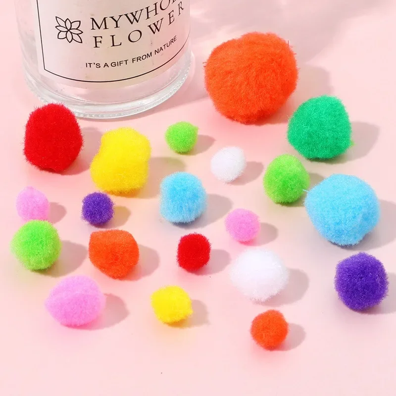 10-30mm Pom Pom Fur Balls Fluffy Soft PomPoms Multicolor Pompoms Fur Ball High-Elastic Diy Hand-sewn Craft Children's Toys makin