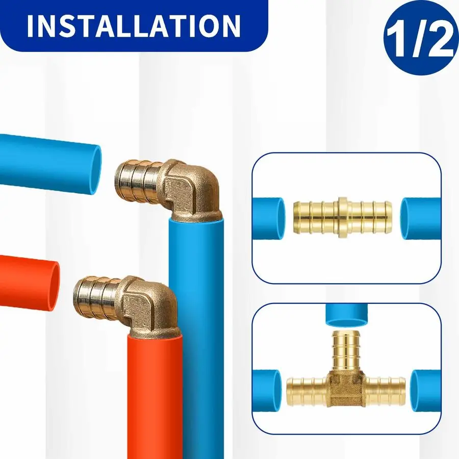 Pack Pex Fittings 1 2 Inch Assortment Lot Kit Brass Crimp Connector Brass AP1 2Coupling20Tee20 Elbow20