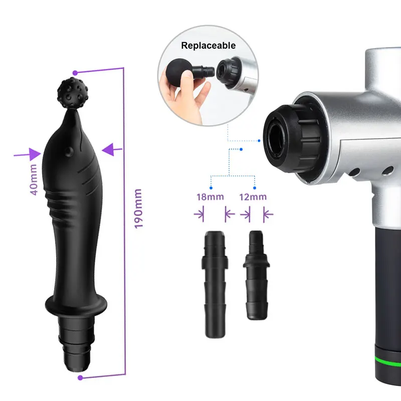 Delphin förmiger Silikon massage kopf, Faszienpistolen-Massage kopf, Mehrzweck-Faszien pistole für 12-13mm und 18-19mm Schnitts telle