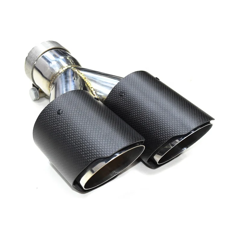 Hot Sale 76mm / 89mm Double Outlet Carbon Fiber Y Type Shiny Second Generation Exhaust Muffler