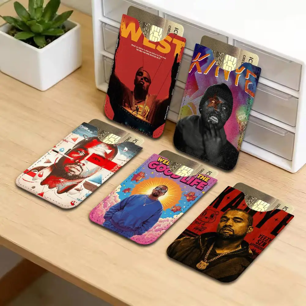 Rap Singer Kanye West Art Ultra Slim Men Leather Mini Wallet Lightweight Credit Bus ID Card Holder Case for Daily Business Use