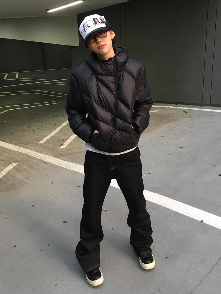 

Универсальная хлопковая куртка с молнией и капюшоном для мужчин и женщин, зимняя модная американская универсальная хлопковая куртка в американском стиле