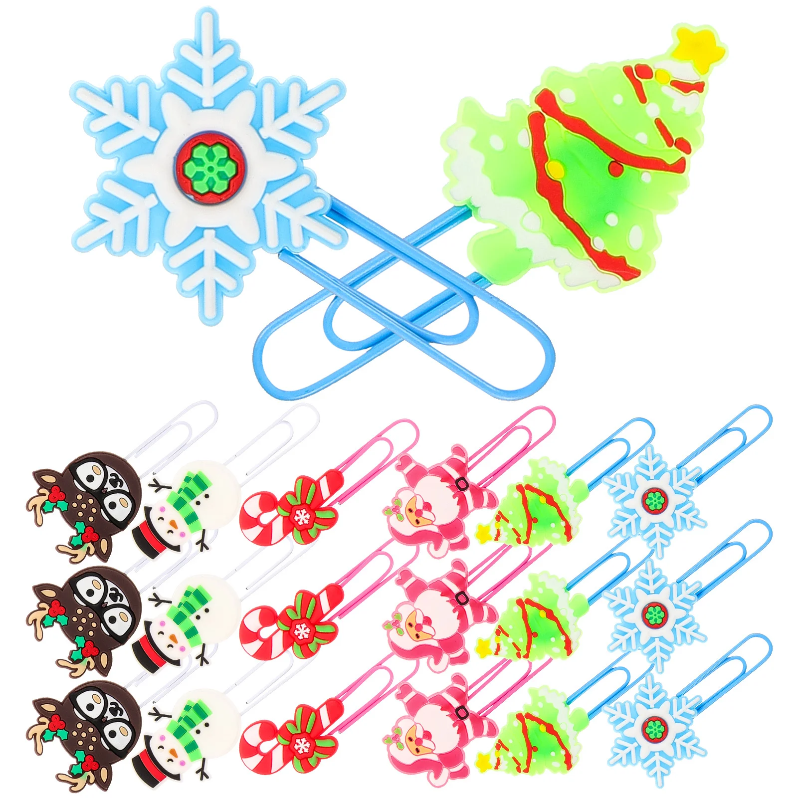 

24Pcs Christmas Bookmarks Novelty Paper Clips Cute Small Decorative Office School Document Paper Clamps Creative Holiday