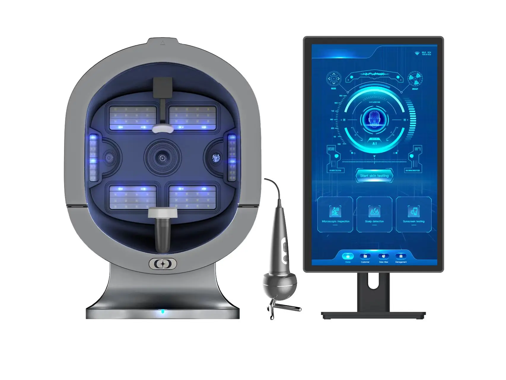 Newest OEM 2in1 Face & Body Skin And Hair Scalp Scanner 3D AI Facial Skin Analysis Machine With 23 Languages EU Plug