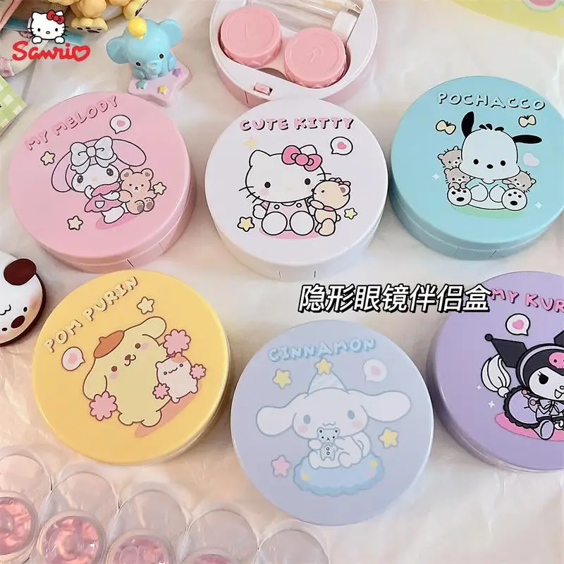 Cartoon Anime Sanrio Accessories Hello Kitty Cinnamoroll Kuromi My Melody Kawaii Cute Contact Lens Case Pupil Organizer Kid Gift