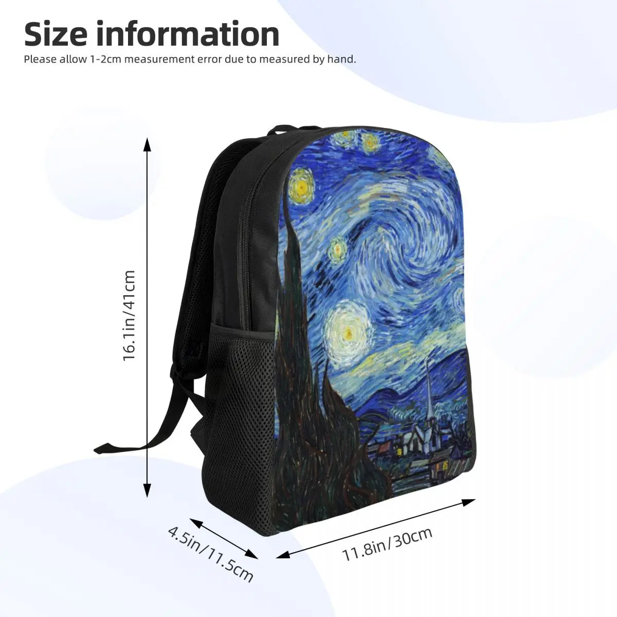 Mochila para ordenador portátil Vincent Van Gogh Starry Night para hombres y mujeres, bolsa de libros de moda para estudiantes universitarios, bolsas de pintura artística