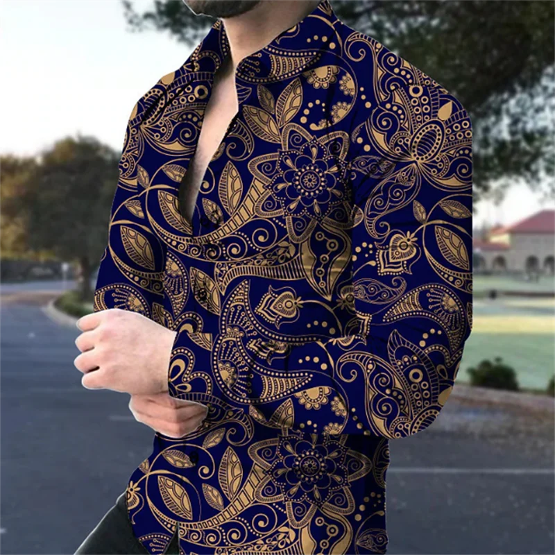 New Hawaiian Animals Luxury Designer Men's Shirt Single Breasted Top Casual 3D Printed Long Sleeve Gentlemen's Clothing Shirt